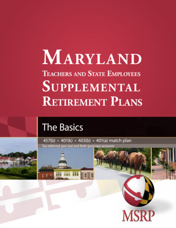 Eachers And STaTe EMployees SuppleMenTal ReTireMenT P - UMD