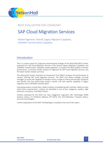 Cognizant—NelsonHall NEAT Vendor Evaluation For SAP Cloud Migration .
