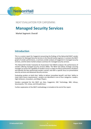 NEAT EVALUATION FOR CAPGEMINI: Managed Security Services