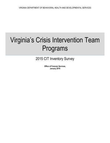 Virginia's Crisis Intervention Team Programs