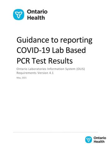 Guidance To Reporting COVID-19 Lab Based PCR Test Results