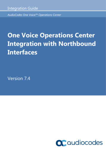 One Voice Operations Center Integration Guide With Northbound .