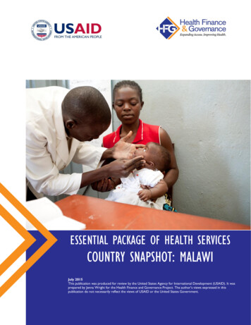 Essential Package Of Health Services Country Snapshot: Malawi