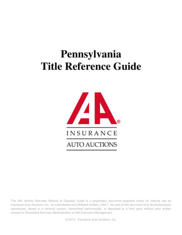 Pennsylvania Title Reference Guide - IAA CSAToday