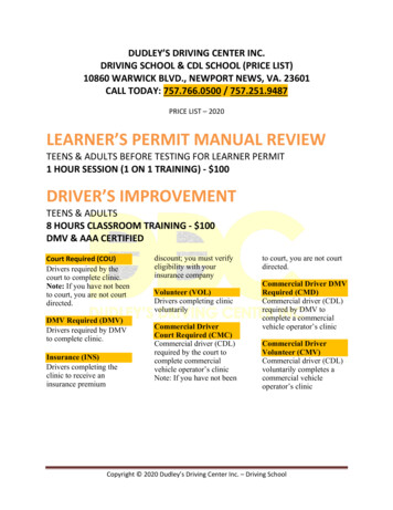 PRICE LIST - DDC - Dudley's Driving School