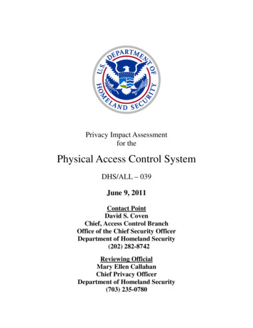 Physical Access Control System - Dhs.gov