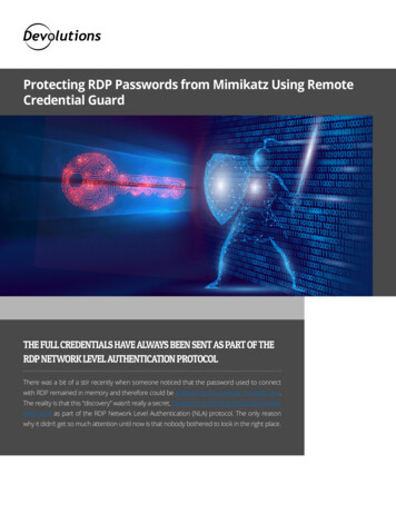 Protecting RDP Passwords From Mimikatz Using Remote . - Microsoft