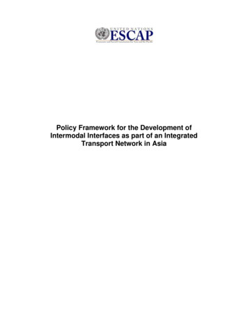 Policy Framework For The Development Of Intermodal Interfaces As Part .
