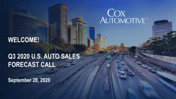 WELCOME! Q3 2020 U.S. AUTO SALES FORECAST CALL - Coxautoinc 