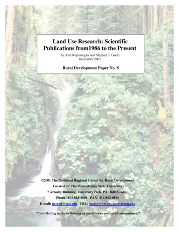 Land Use Research: Scientific Publications From1986 To The Present
