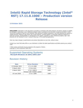 Intel Rapid Storage Technology (Intel RST) 17.11.0.1000 Production .