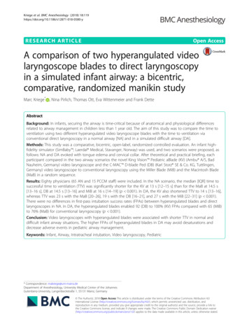 A Comparison Of Two Hyperangulated Video Laryngoscope Blades To Direct .