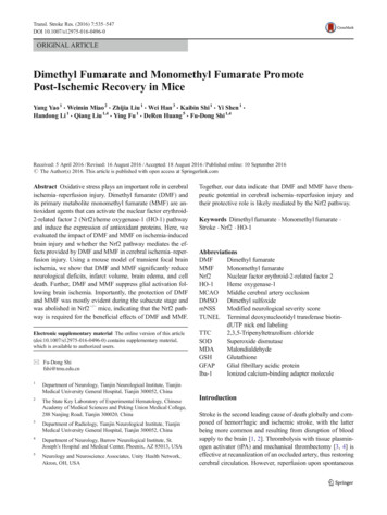 Dimethyl Fumarate And Monomethyl Fumarate Promote Post . - Springer