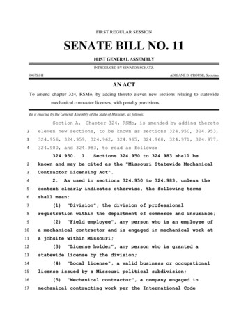 First Regular Session Senate Bill No. 11
