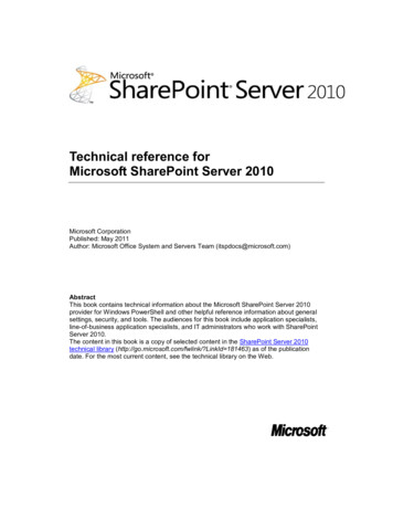 Technical Reference For Microsoft SharePoint Server 2010