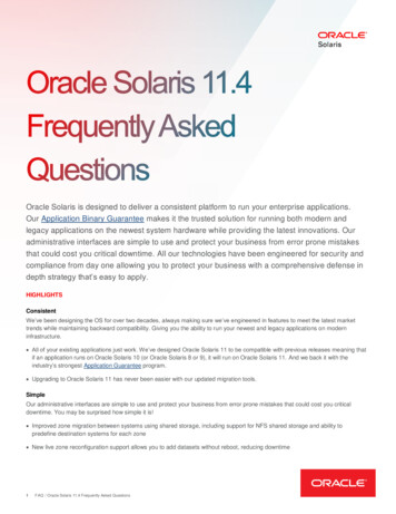 Oracle Solaris Is Designed To Deliver A Consistent Platform To Run Your .
