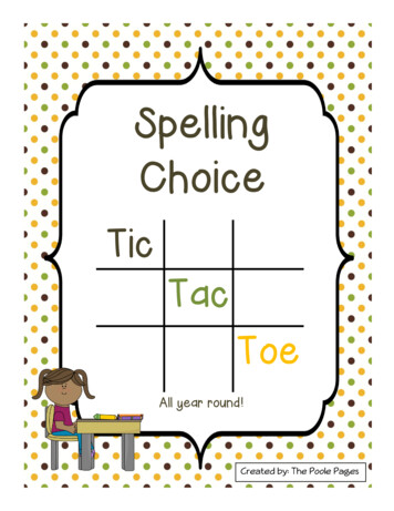 Spelling Tic Tac Toe All Year C Pipher - Stanhope Public Schools