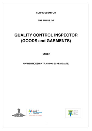 QUALITY CONTROL INSPECTOR (GOODS And GARMENTS) - LSSC