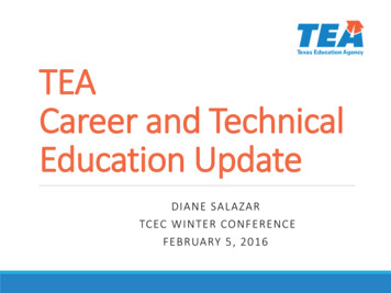TEA Career And Technical Education Update - Esc1 