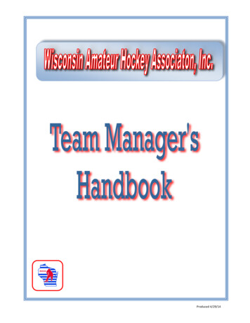 Wisconsin Amateur Hockey Association Team Managers Handbook
