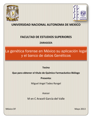 La Genética Forense En México Su Aplicación Legal Y El Banco De Datos .