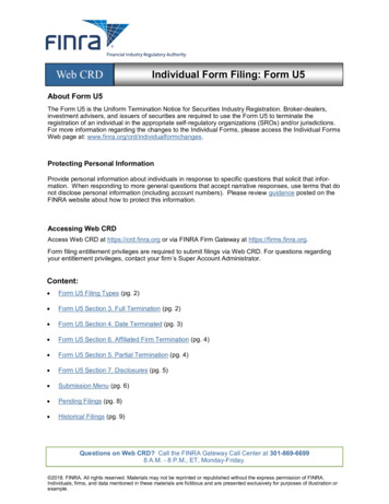 Web CRD Individual Form Filing: Form U5 - The Foundation For Financial .