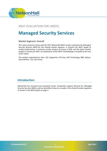 NEAT EVALUATION FOR UNISYS: Managed Security Services