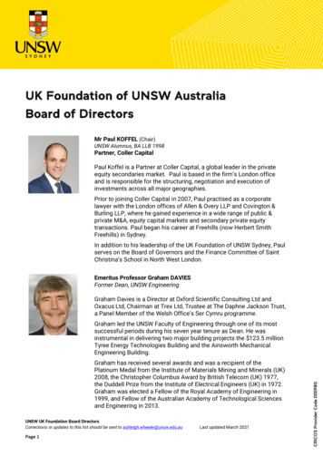 UK Foundation Of UNSW Australia Board Of Directors