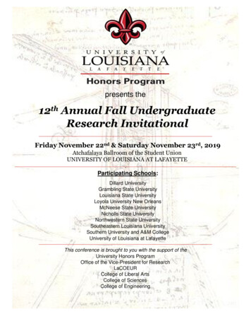 12 Annual Fall Undergraduate Research Invitational