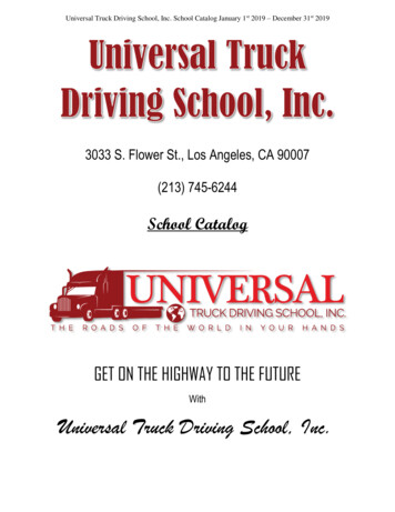 School Catalog - Universal Truck Driving School, Inc.