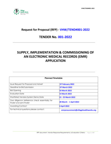 TENDER No. 001-2022 SUPPLY, IMPLEMENTATION & COMMISSIONING OF AN .