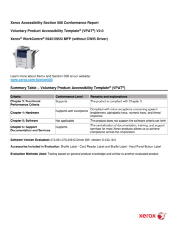 Xerox Accessibility Section 508 Conformance Report Voluntary Product .