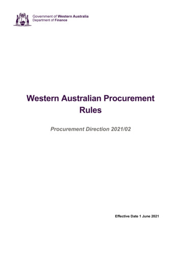Western Australian Procurement Rules - WA