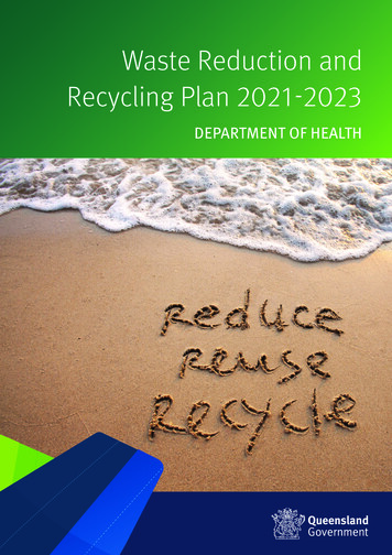 Waste Reduction And Recycling Plan 2021-2023 - Queensland Health