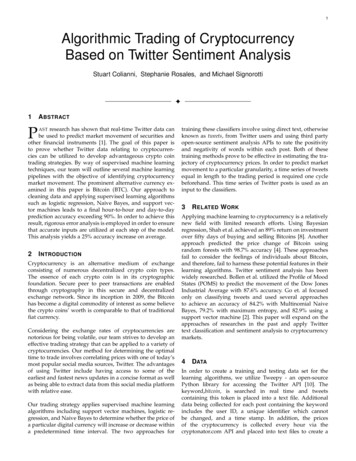 1 Algorithmic Trading Of Cryptocurrency Based On Twitter Sentiment Analysis