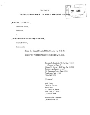 Petitioner's Brief, Quicken Loans V. Lourie And Monique Brown, No. 11-0910