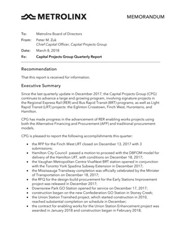 CApital Projects Quarterly Report - Metrolinx