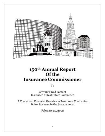 150th Annual Report Of The Insurance Commissioner - Connecticut