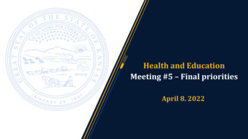 Health And Education Meeting #5 Final Priorities