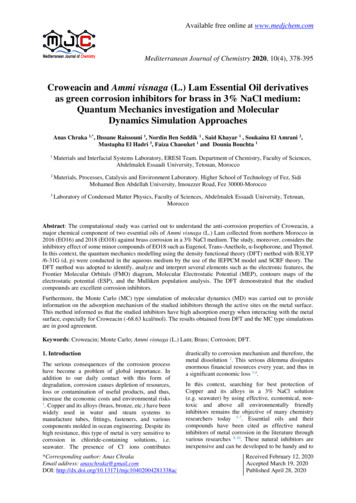 Croweacin And Ammi Visnaga (L.) Lam Essential Oil Derivatives As Green .