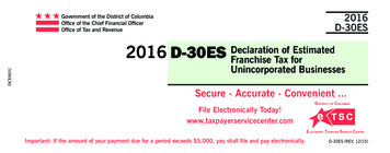 Government Of The District Of Columbia Office Of Tax And Revenue D-30ES .