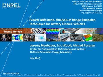 Project Milestone: Analysis Of Range Extension Techniques For . - NREL