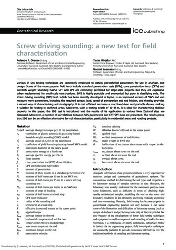 Screw Driving Sounding: A New Test For Characterisation