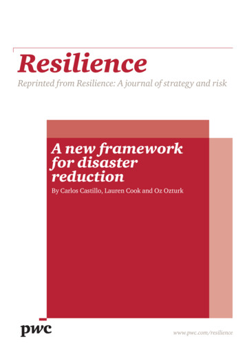 A New Framework For Disaster Reduction - Pwc 