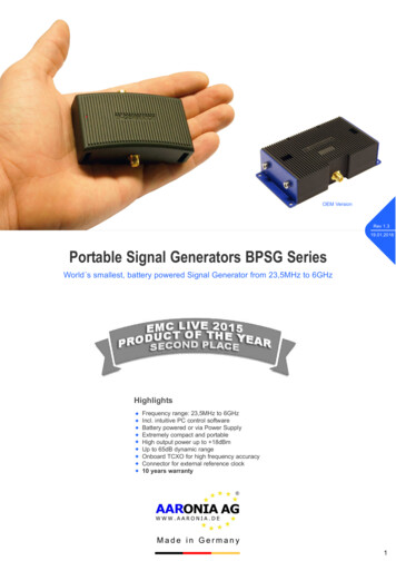 Rev 1.3 19.01.2016 Portable Signal Generators BPSG Series - RS Components