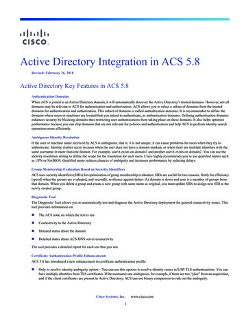 Active Directory Integration In ACS 5 - Cisco