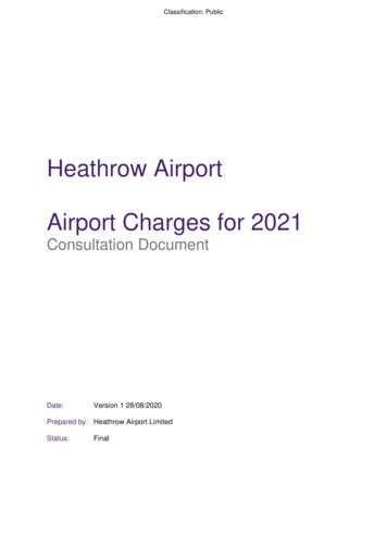 Heathrow Airport Airport Charges For 2021