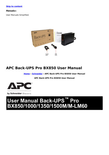APC Back-UPS Pro BX850 User Manual - Manuals 