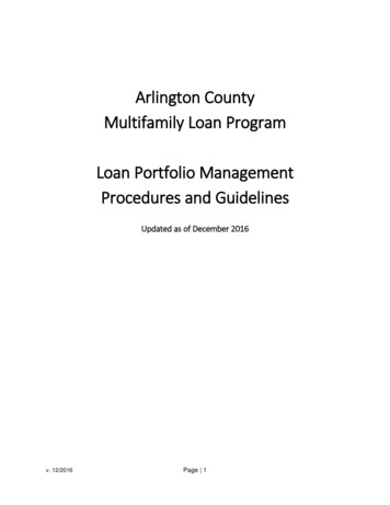 Arlington County Multifamily Loan Program Loan Portfolio Management .