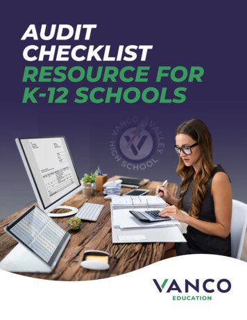 AUDIT CHECKLIST RESOURCE FOR K-12 SCHOOLS - Vanco Payments